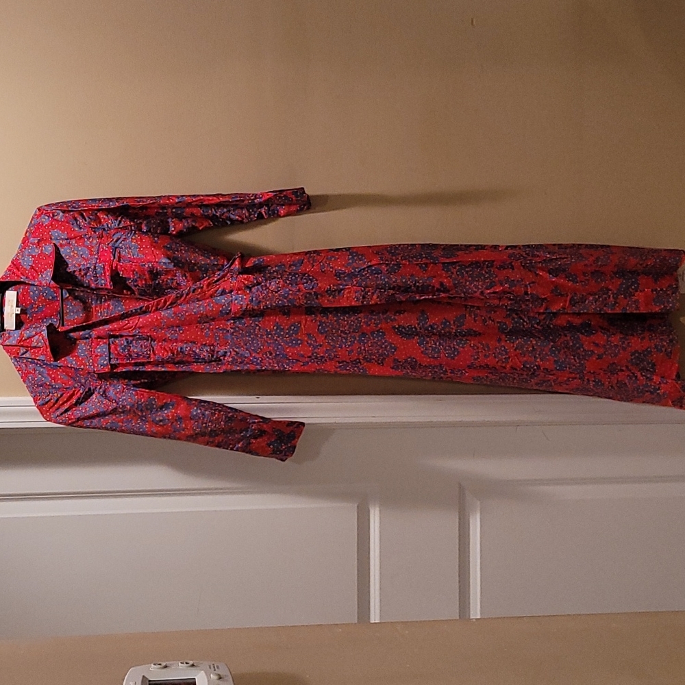 Diane Von Furstenberg Red and Blue Buttoned Gown
